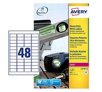 Avery Boîte de 20 Feuilles d'étiquette en polyester 45,7 x 21,2 mm Blanc