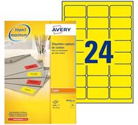 Avery Étiquettes autocollantes Colour Copier DP24J-100 – Jaune fluo 70 x 35 mm, 2400 étiquettes