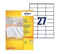 AVERY - Boite de 2700 étiquettes autocollantes multi-usages, Format 70 x 31 mm, Impression copieur, (DP027-100)