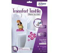 AVERY Boîte de 8 feuilles transferts pour tee-shirt Blanc ou clair
