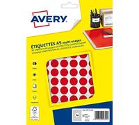 Avery Boite de 960 Etiquettes multi usages 15 mm Rouge