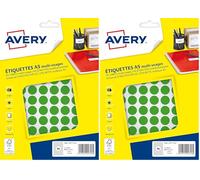 Avery Boite de 960 Etiquettes multi usages 15 mm Vert (Lot de 2)