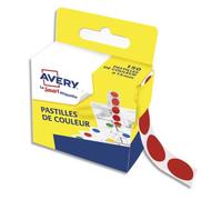 AVERY Boîte distributrice de 150 pastilles adhésives Ø15 mm. Coloris Rouge.