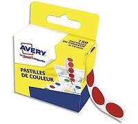 AVERY - Boite distributrice de 150 pastilles rouges autocollantes. Diamètre 15 mm.