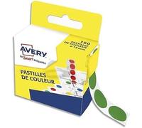 AVERY - Boite distributrice de 150 pastilles vertes autocollantes. Diamètre 15 mm.