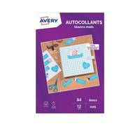 Avery - Brillant - auto-adhésif permanent - blanc - A4 (210 x 297 mm) 12 étiquette(s) étiquettes