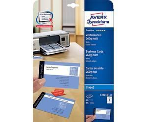 Avery C32015-10 - Cartes de visite blanches à bords lisses - 85 x 54 mm - Impression jet d'encre
