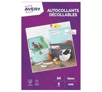 Avery Étiquettes autocollantes personnalisables 8 - A4 - Compatible machine de découpe - Jet d'encre