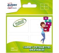 Avery Carnet De 100 Étiquettes Blanches Enlevables - 45 X 30 Mm
