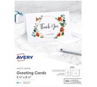 Avery Cartes de vœux, imprimantes jet d'encre, 20 cartes de vœux et enveloppes, 5,5 x 8,5, pliées (3265)