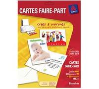 Avery - Kit Faire-Parts composé de 20 cartes faire-part blanches A5 (190g/m²) + 20 enveloppes blanches + 21 étiquettes autocollante.