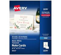 AVERY Cartes imprimables, imprimantes à jet d'encre, 50 cartes et enveloppes, 4,25 x 5,5, lourdes, texturées (3379)
