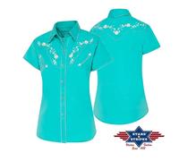 AVERY Chemisier bleu western country western STARS AND STRIPES femme