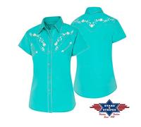 AVERY Chemisier bleu western country western STARS AND STRIPES femme