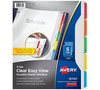Avery clair Easy View durable Intercalaires en plastique, 5 onglets (16740)