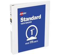 Avery Classeur économique à 3 anneaux, anneaux ronds de 2,5 cm, 1 classeur blanc (05760)