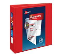 Avery Classeur robuste à 3 anneaux, anneau EZD One Touch de 7,6 cm, peut contenir du papier de 21,6 x 27,9 cm, 4 classeurs rouges (79325)