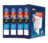 Avery Classeur robuste à 3 anneaux, anneau incliné One Touch de 3,8 cm, peut contenir du papier de 21,6 x 27,9 cm, 4 classeurs bleu marine (79871)