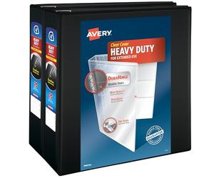 Avery Classeur robuste à 3 anneaux, anneaux inclinés One Touch de 10,2 cm, peut contenir du papier de 21,6 x 27,9 cm, 2 classeurs noirs (79874)