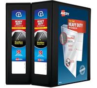 Avery Classeur robuste à 3 anneaux, anneaux inclinés One Touch de 7,6 cm, peut contenir du papier de 21,6 x 27,9 cm, 2 classeurs noirs (79873)