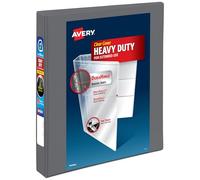 Avery Classeur robuste à 3 anneaux, couverture personnalisable, anneaux inclinés de 2,5 cm, 1 classeur gris (79865)