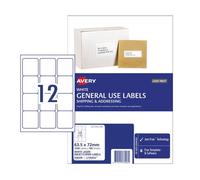 Avery Copier Étiquette Laser Adhésive Permanente Paquet De 100 5x72mm 12 Feuille