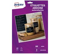 Avery Feuilles autocollantes effaçables A4 Noir ardoise Pack de 3