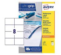 Avery Dennison 3427 Étiquettes multiusage avec feuilles format A4 (105 x 74 mm Étiquettes, 8 étiquettes par planche, 100 Feuilles) - Blanc