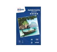 AVERY - 25 feuilles de papier photo 270g/m² brillant. Format A4. Impression jet d'encre.