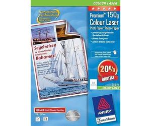 Avery dennison-papier photo premium colour laser a4/150 g-brillant - 20 feuilles 100 Feuilles
