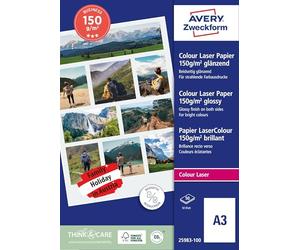 Avery Dennison Superior / 25983-100 Papier pour impression laser couleur A3 / 150g Brillant 100 feuilles (Import Allemagne)