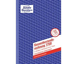 Avery Dennison Zweckform 1758 Cash livre DIN A5 à Reproduire Double Lot de 40 feuilles