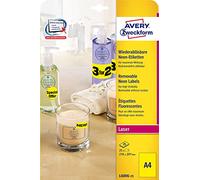 Avery Dennison Zweckform L6006-20 amovible Néon Étiquettes A4 Lot de 25/210 x 297 mm 25 feuilles jaune fluo