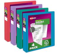 Avery Durable 05687 Lot de 4 classeurs à 3 anneaux 3,8 cm Couleurs assorties