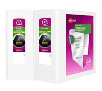 Avery Durable View 09801 Classeur à 3 anneaux, anneaux EZD de 10,2 cm, 2 classeurs blancs