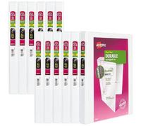 Avery Durable View Classeur à 3 anneaux, anneaux inclinés de 1,27 cm, 12 classeurs blancs (17002)