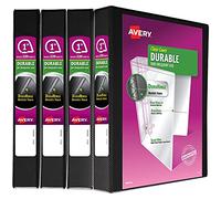 Avery Durable View Classeur à 3 anneaux, anneaux inclinés de 2,5 cm, 4 classeurs noirs (05737)