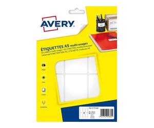 Avery ETE006 Etiquettes multi-usages blanches 80 x 45 mm - Boîte de 96