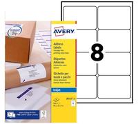 Avery Étiquettes Adressage Autocollantes Personnalisables 200 Pièces 99,1 x 67,7 mm Jet d’Encre