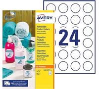 Avery Étiquettes Amovibles Rondes Blanches Ø 37 mm L4851REV-25, 600 Pièces, Imprimante Laser et Jet d'Encre