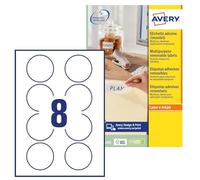 Avery Étiquettes Amovibles Rondes Blanches Ø 63,5 mm 200 Pièces L4852REV-25 Impression Laser et Jet d'Encre