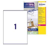 Avery Étiquettes Autocollantes Blanches, 100 Pièces, L7167-100, 199,6 x 289,1 mm, Papier A4, Feuille A4, Pour Imprimantes Laser, Anti-Bourrage, FSC Certifiées, Pour adressage et expédition