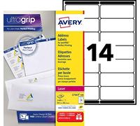 Avery Étiquettes Autocollantes Blanches, 1400 Pièces, L7163-100, 99,1 x 38,1 mm, Papier A4, Feuille A4, Pour Imprimantes Laser, Anti-Bourrage, FSC Certifiées, Pour adressage et expédition