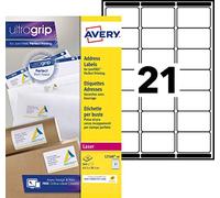 Avery Étiquettes Autocollantes Blanches, 840 Pièces, L7160-40, 63,5 x 38,1 mm, Papier A4, Feuille A4, Pour Imprimantes Laser, Anti-Bourrage, FSC Certifiées, Pour adressage et expédition