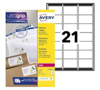Avery Étiquettes autocollantes L7160-40 – 63,5×38,1 mm, 840 pièces, A4, FSC, pour imprimantes laser