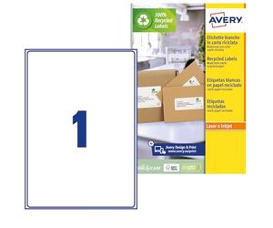 Avery Étiquettes blanches recy s LR7 QuickPeel 199,6 x 289,1 Blanc