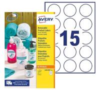 Avery Étiquettes amovibles rondes L4853REV – Blanches 51 mm – Boîte de 375 – Laser & Jet d'encre