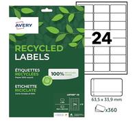 Avery Étiquettes autocollantes 360 personnalisables blanches 100% recyclées 63,5×33,9 mm