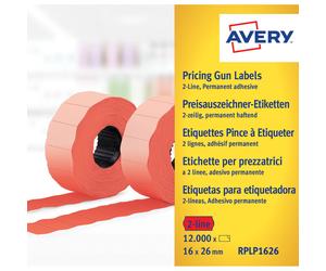 Avery Étiquettes permanentes à 2 lignes pour pistolet étiqueteur, rouge