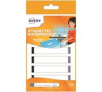 AVERY Étiquettes Plastifiées Grises 86 x 17 mm Planche A6 Écriture Manuscrite Résistantes Eau Lave Vaisselle Identification Objets École Boîte Repas Matériel
